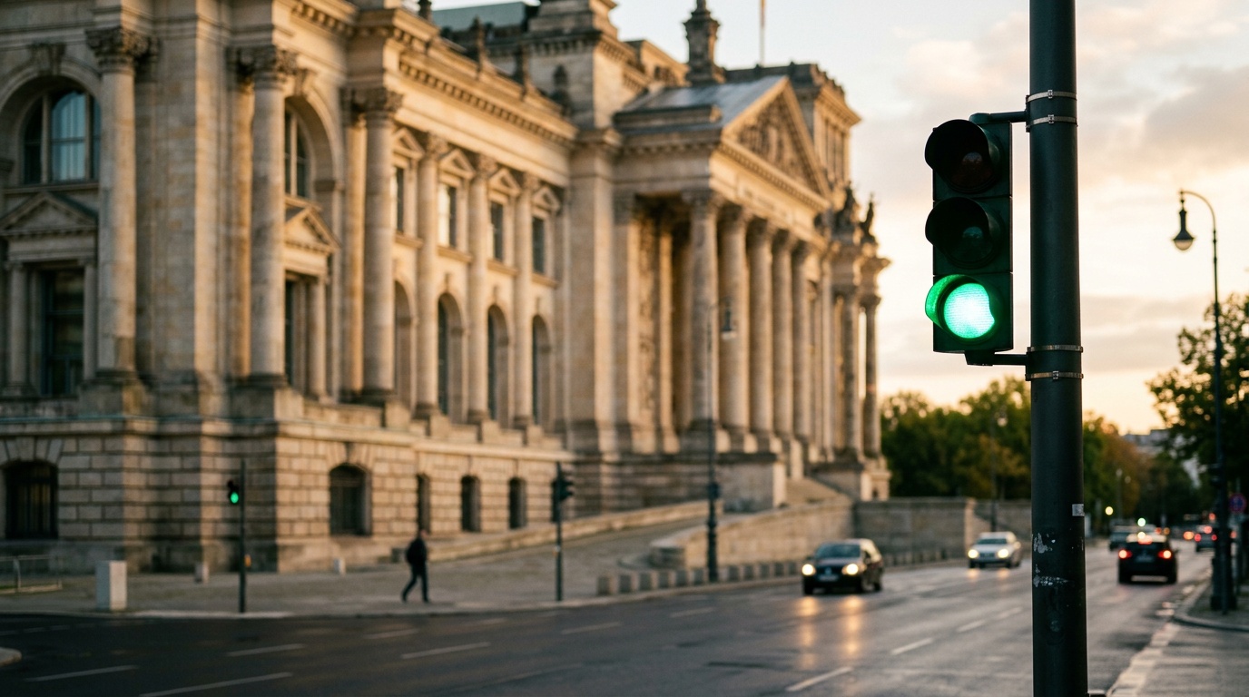HMRC building with a green traffic light, symbolising the penalty grace period for Making Tax Digital